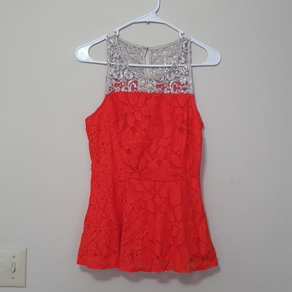 NWT ANTHROPOLOGIE Moulinette Soeurs  Rouge Red PeplumTop - Picture 3 of 11